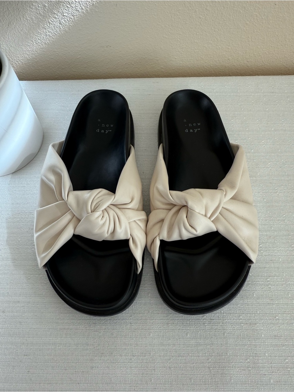 A new day Women’s Knotted Slide Sandals in Cream - Picture 2 of 11